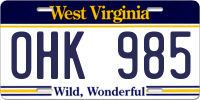 WV license plate OHK985