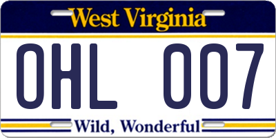 WV license plate OHL007