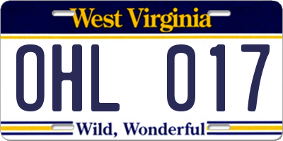 WV license plate OHL017