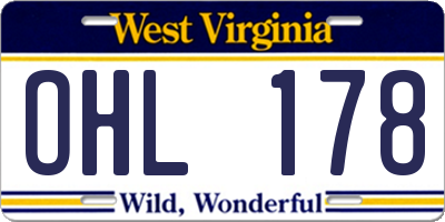WV license plate OHL178
