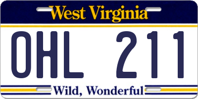 WV license plate OHL211