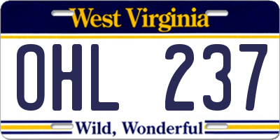 WV license plate OHL237
