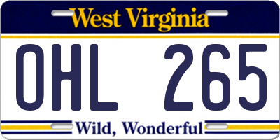 WV license plate OHL265