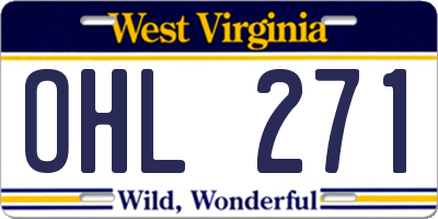 WV license plate OHL271