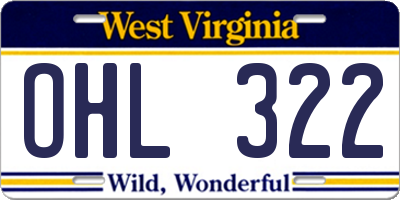 WV license plate OHL322