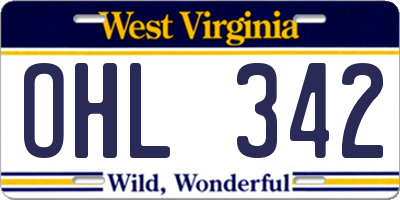 WV license plate OHL342