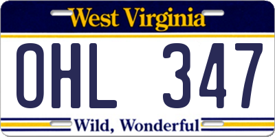 WV license plate OHL347