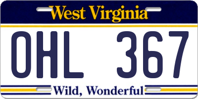 WV license plate OHL367