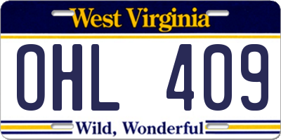 WV license plate OHL409