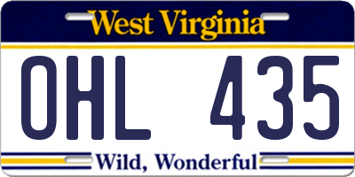 WV license plate OHL435