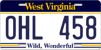 WV license plate OHL458