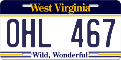 WV license plate OHL467