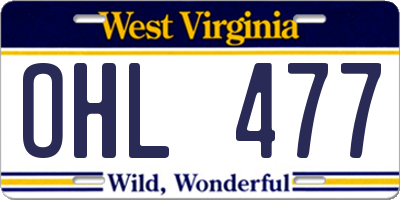 WV license plate OHL477