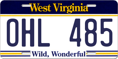 WV license plate OHL485
