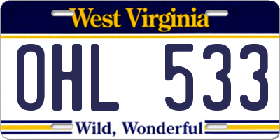 WV license plate OHL533