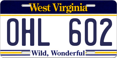 WV license plate OHL602