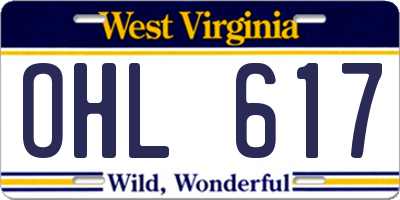 WV license plate OHL617