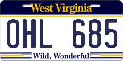 WV license plate OHL685
