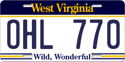 WV license plate OHL770