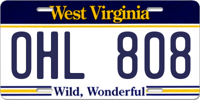 WV license plate OHL808