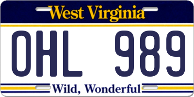 WV license plate OHL989