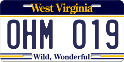 WV license plate OHM019