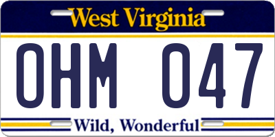 WV license plate OHM047