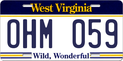 WV license plate OHM059