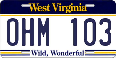 WV license plate OHM103