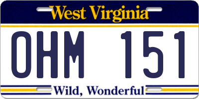 WV license plate OHM151