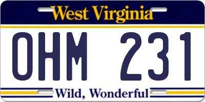WV license plate OHM231
