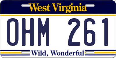 WV license plate OHM261