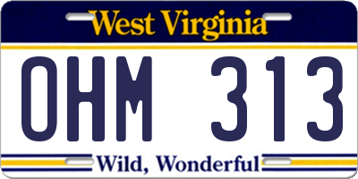WV license plate OHM313