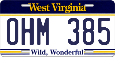 WV license plate OHM385