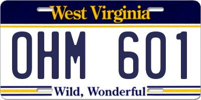 WV license plate OHM601