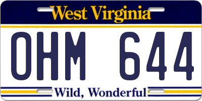 WV license plate OHM644
