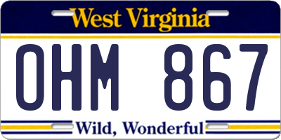 WV license plate OHM867