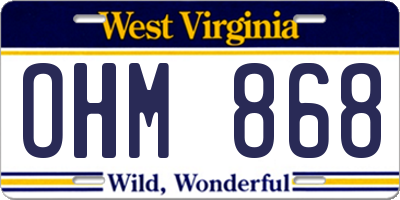 WV license plate OHM868