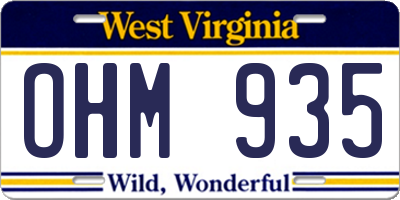 WV license plate OHM935