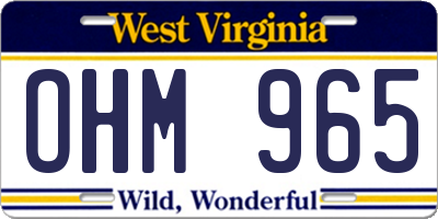 WV license plate OHM965