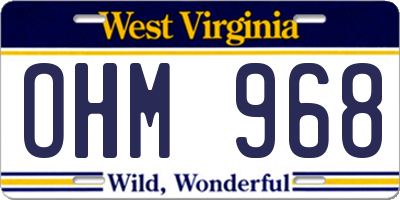 WV license plate OHM968