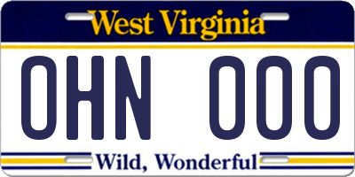 WV license plate OHN000