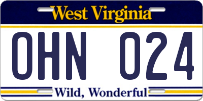 WV license plate OHN024