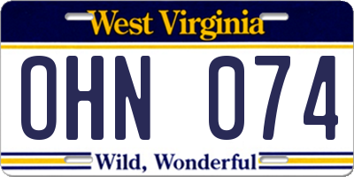WV license plate OHN074
