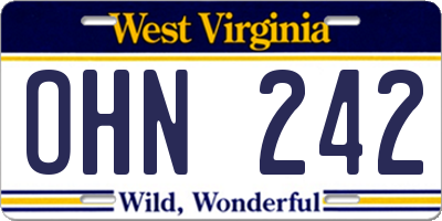 WV license plate OHN242