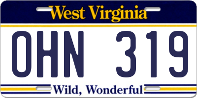 WV license plate OHN319
