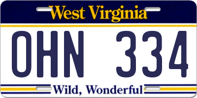 WV license plate OHN334