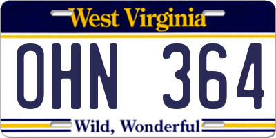 WV license plate OHN364