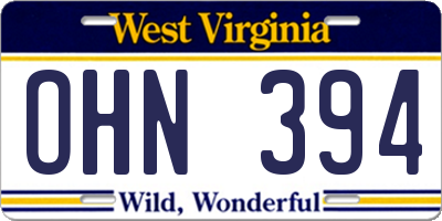 WV license plate OHN394