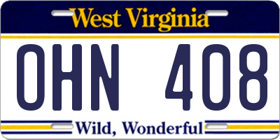 WV license plate OHN408
